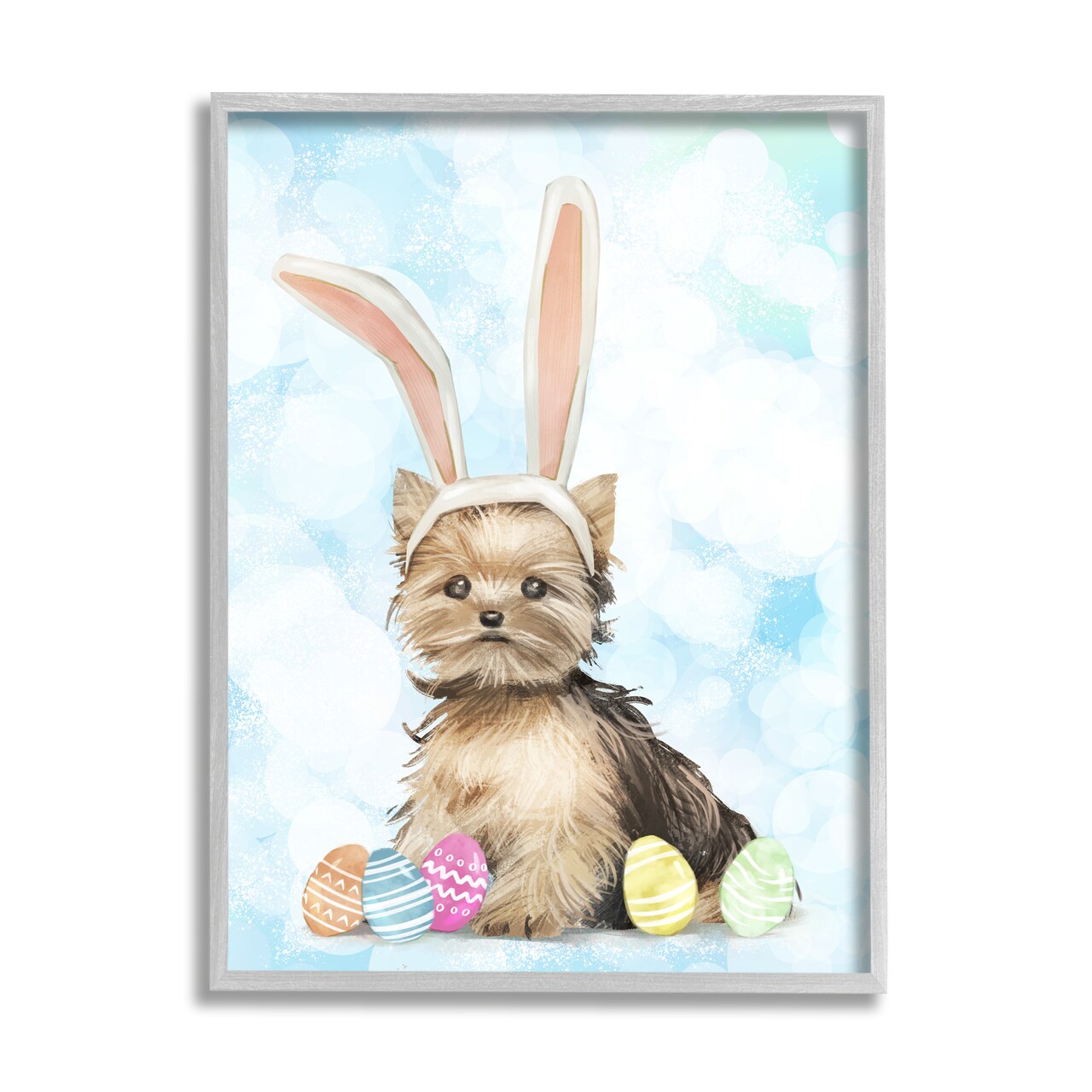 Stupell Industries Easter Yorkie with Bunny Ears Black Framed Giclee Art